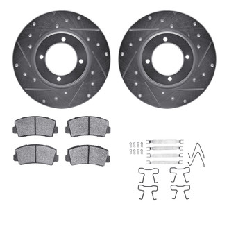 R1 Concepts® - Drilled and Slotted Front Brake Kit with Semi-Metalic Pads