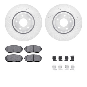 R1 Concepts® - Drilled and Slotted Front Brake Kit with Semi-Metalic Pads
