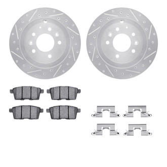 R1 Concepts® - Drilled and Slotted Rear Brake Kit with Semi-Metalic Pads