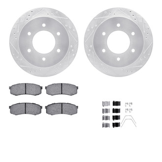 R1 Concepts® - Drilled and Slotted Rear Brake Kit with Semi-Metalic Pads