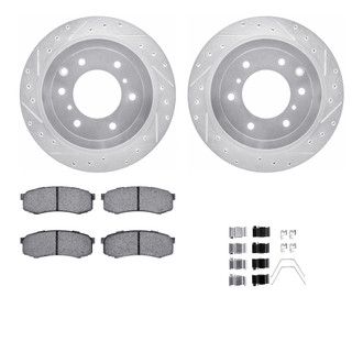 R1 Concepts® - Drilled and Slotted Rear Brake Kit with Semi-Metalic Pads