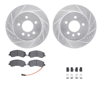 R1 Concepts® - Drilled and Slotted Front Brake Kit with Semi-Metalic Pads