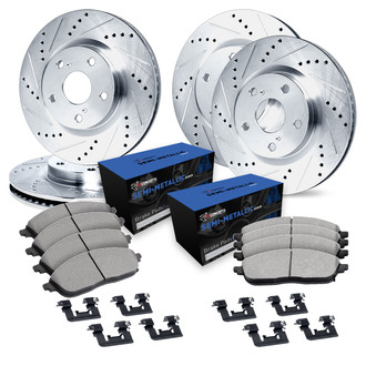 R1 Concepts® - Drilled and Slotted Brake Kit with Semi-Metalic Pads