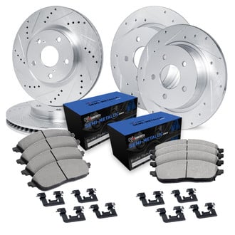 R1 Concepts® - Drilled and Slotted Brake Kit with Semi-Metalic Pads