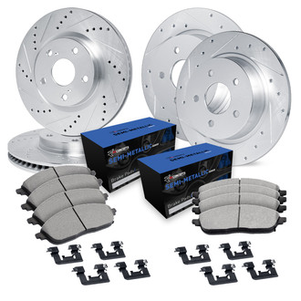 R1 Concepts® - Drilled and Slotted Brake Kit with Semi-Metalic Pads
