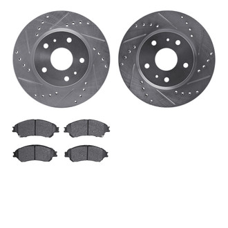 R1 Concepts® - Drilled and Slotted Front Brake Kit with Semi-Metalic Pads
