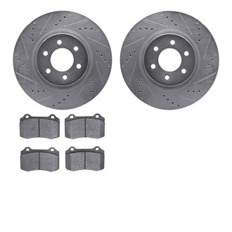 R1 Concepts® - Drilled and Slotted Rear Brake Kit with Semi-Metalic Pads