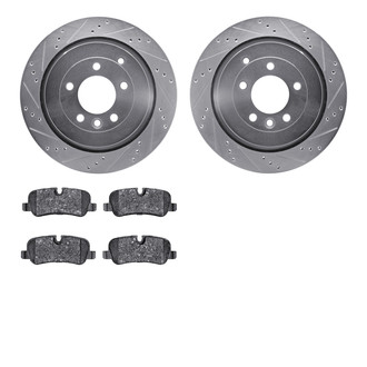 R1 Concepts® - Drilled and Slotted Rear Brake Kit with Semi-Metalic Pads