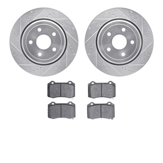R1 Concepts® - Drilled and Slotted Rear Brake Kit with Semi-Metalic Pads