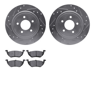 R1 Concepts® - Drilled and Slotted Rear Brake Kit with Semi-Metalic Pads