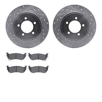 R1 Concepts® - Drilled and Slotted Rear Brake Kit with Semi-Metalic Pads