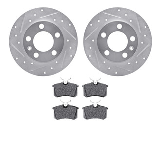 R1 Concepts® - Drilled and Slotted Rear Brake Kit with Semi-Metalic Pads
