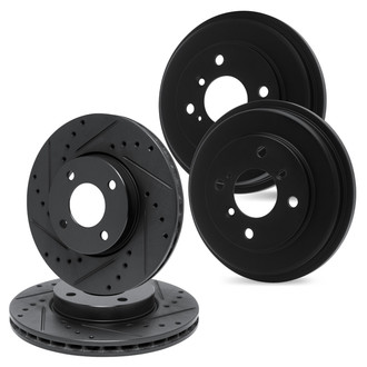 R1 Concepts® - Drilled and Slotted Front and Rear Brake Rotor Set