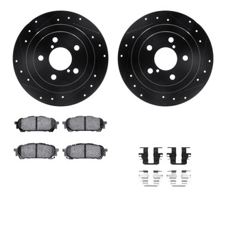 R1 Concepts® - Drilled and Slotted Rear Brake Kit with Performance Sport Pads
