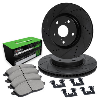R1 Concepts® - Drilled and Slotted Rear Brake Kit with Performance Sport Pads
