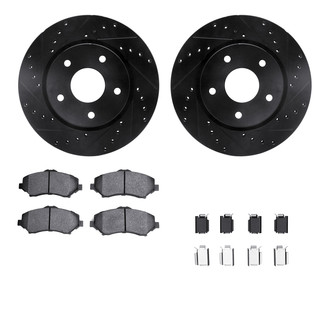 R1 Concepts® - Drilled and Slotted Front Brake Kit with Performance Sport Pads