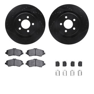 R1 Concepts® - Drilled and Slotted Front Brake Kit with Performance Sport Pads