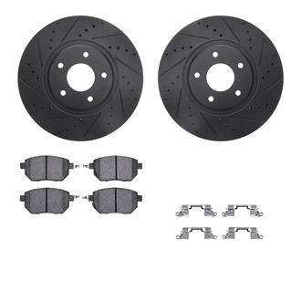 R1 Concepts® - Drilled and Slotted Front Brake Kit with Performance Sport Pads