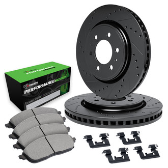 R1 Concepts® - Drilled and Slotted Front Brake Kit with Performance Sport Pads