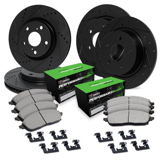 R1 Concepts® - Drilled and Slotted Front and Rear Brake Kit with Performance Sport Pads