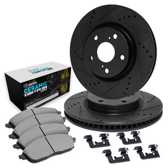 R1 Concepts® - Drilled and Slotted Front Brake Kit with Euro Ceramic Pads