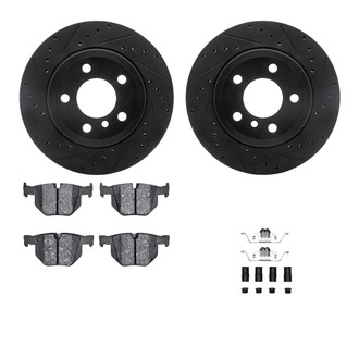 R1 Concepts® - Drilled and Slotted Rear Brake Kit with Euro Ceramic Pads