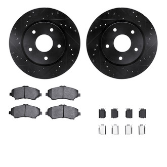 R1 Concepts® - Drilled and Slotted Front Brake Kit with Euro Ceramic Pads
