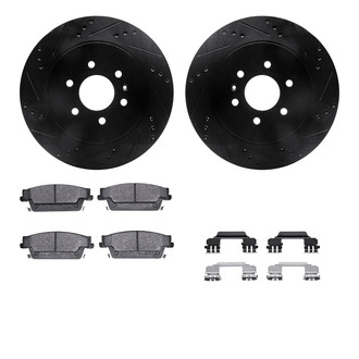 R1 Concepts® - Drilled and Slotted Rear Brake Kit with Euro Ceramic Pads