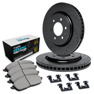 R1 Concepts® - Drilled and Slotted Rear Brake Kit with Euro Ceramic Pads