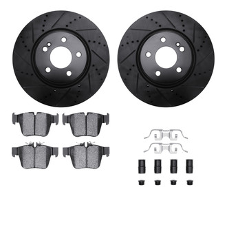 R1 Concepts® - Drilled and Slotted Rear Brake Kit with Euro Ceramic Pads