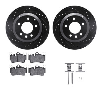 R1 Concepts® - Drilled and Slotted Rear Brake Kit with Euro Ceramic Pads
