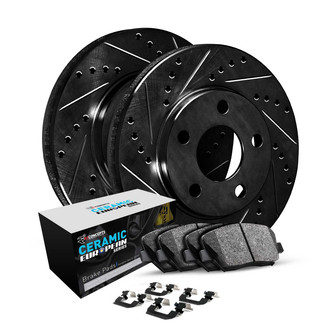 R1 Concepts® - Drilled and Slotted Front Brake Kit with Euro Ceramic Pads