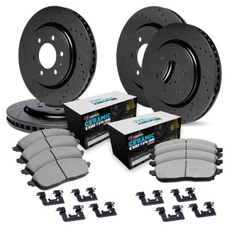 R1 Concepts® - Drilled and Slotted Front and Rear Brake Kit with Euro Ceramic Pads