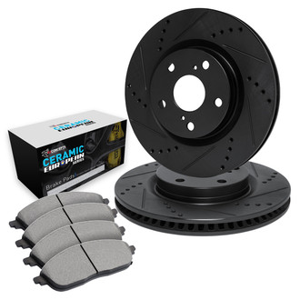 R1 Concepts® - Drilled and Slotted Front Brake Kit with Euro Ceramic Pads