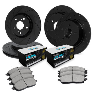 R1 Concepts® - Drilled and Slotted Front and Rear Brake Kit with Euro Ceramic Pads