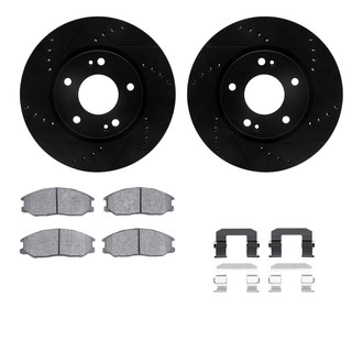 R1 Concepts® - Drilled and Slotted Front Brake Kit with Optimum OE Pads