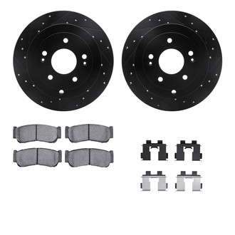 R1 Concepts® - Drilled and Slotted Rear Brake Kit with Optimum OE Pads
