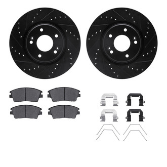 R1 Concepts® - Drilled and Slotted Front Brake Kit with Optimum OE Pads