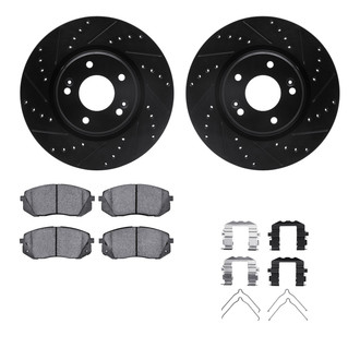 R1 Concepts® - Drilled and Slotted Front Brake Kit with Optimum OE Pads