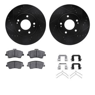 R1 Concepts® - Drilled and Slotted Front Brake Kit with Optimum OE Pads