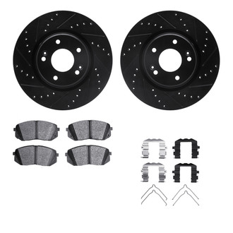 R1 Concepts® - Drilled and Slotted Front Brake Kit with Optimum OE Pads