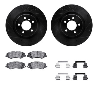 R1 Concepts® - Drilled and Slotted Front Brake Kit with Optimum OE Pads