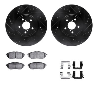 R1 Concepts® - Drilled and Slotted Front Brake Kit with Optimum OE Pads