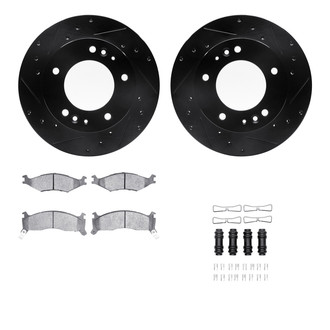 R1 Concepts® - Drilled and Slotted Front Brake Kit with Optimum OE Pads