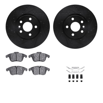 R1 Concepts® - Drilled and Slotted Front Brake Kit with Optimum OE Pads