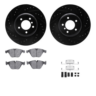 R1 Concepts® - Drilled and Slotted Front Brake Kit with Optimum OE Pads