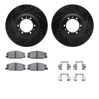 R1 Concepts® - Drilled and Slotted Front Brake Kit with Optimum OE Pads