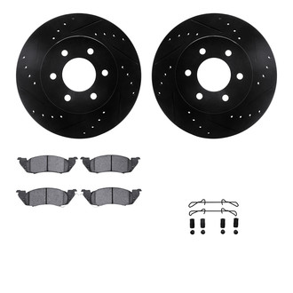 R1 Concepts® - Drilled and Slotted Front Brake Kit with Optimum OE Pads