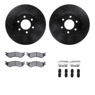R1 Concepts® - Drilled and Slotted Front Brake Kit with Optimum OE Pads