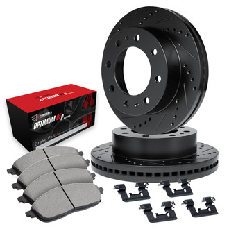 R1 Concepts® - Drilled and Slotted Rear Brake Kit with Optimum OE Pads